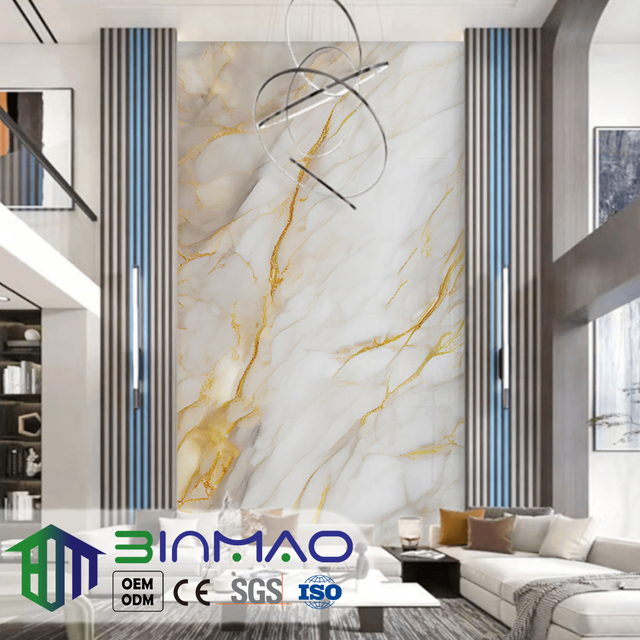 PVC Panel for Office Reception Area – Elegant Stone Texture, Waterproof & Fireproof