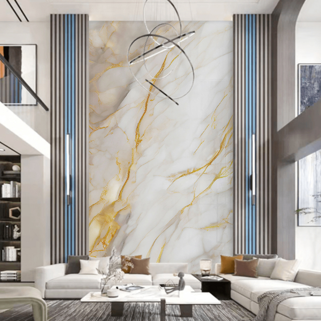 PVC Panel for Office Reception Area – Elegant Stone Texture, Waterproof & Fireproof