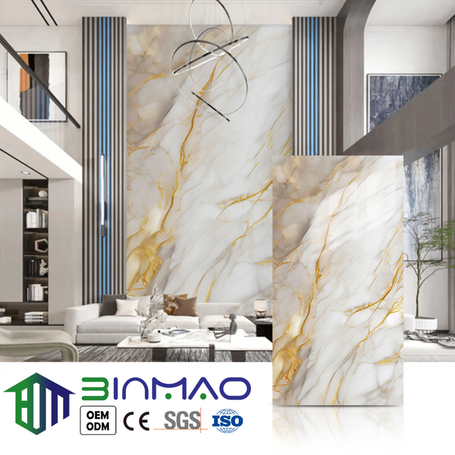 PVC Panel for Office Reception Area – Elegant Stone Texture, Waterproof & Fireproof