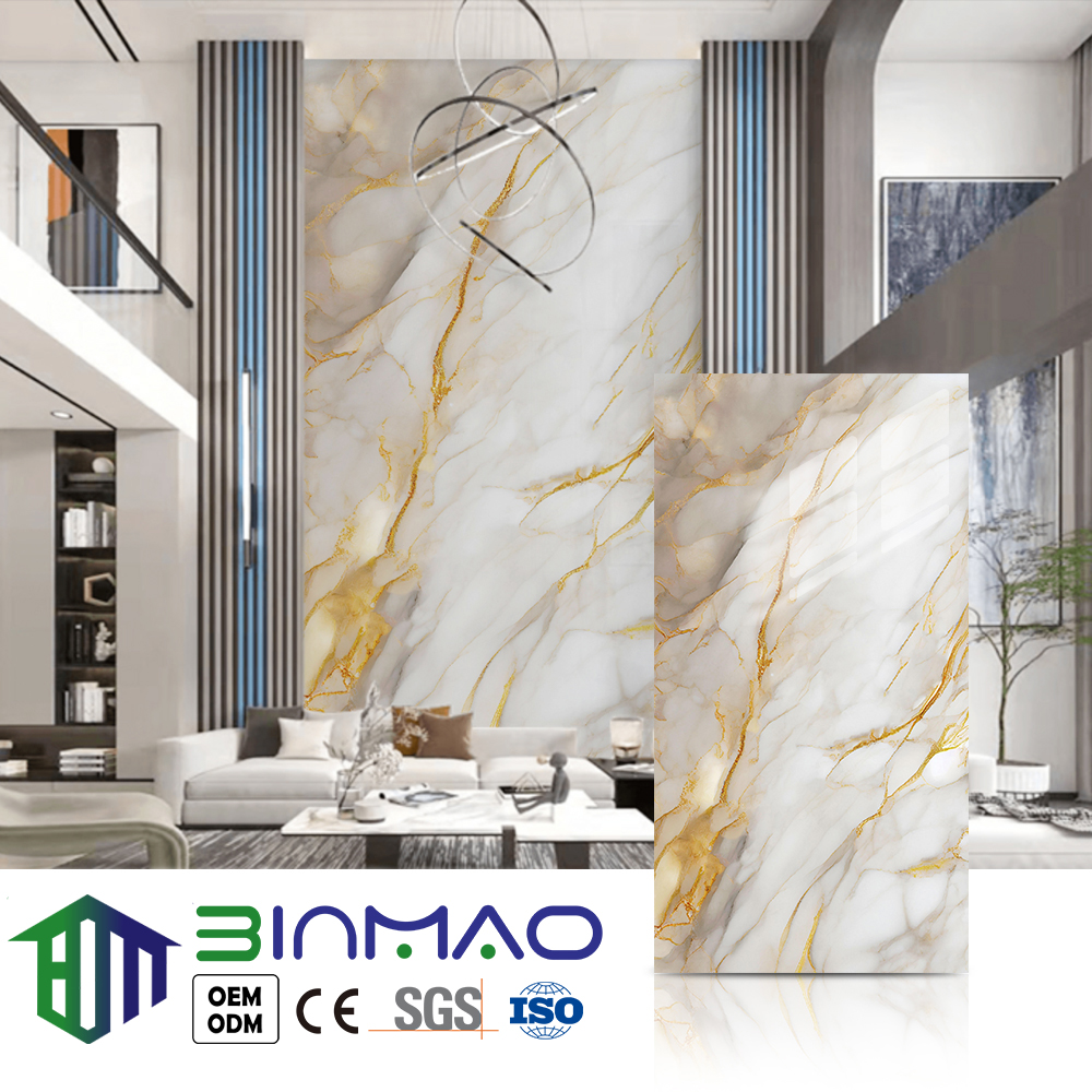 PVC Panel for Office Reception Area – Elegant Stone Texture, Waterproof & Fireproof