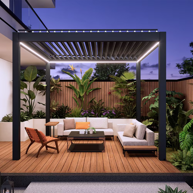 Heavy-Duty Aluminum Pergola Gazebo with Fixed Roof for Outdoor Living Spaces