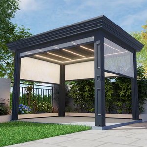Contemporary Aluminum Pergola Gazebo with Sunshade Canopy for Patio & Garden