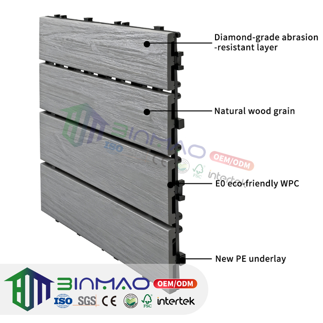 Outdoor Snap-Lock Deck Tiles – Durable Modular Composite Flooring for Patio, Balcony & Garden