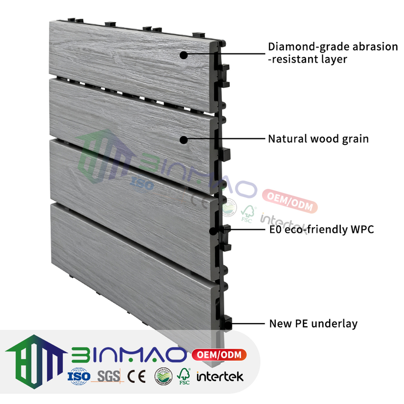 Outdoor Snap-Lock Deck Tiles – Durable Modular Composite Flooring for Patio, Balcony & Garden