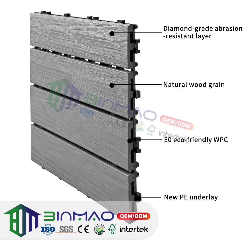 Outdoor Snap-Lock Deck Tiles – Durable Modular Composite Flooring for Patio, Balcony & Garden