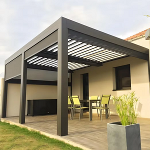 Aluminum Pergola with Adjustable Louver Roof for Outdoor Patio & Garden
