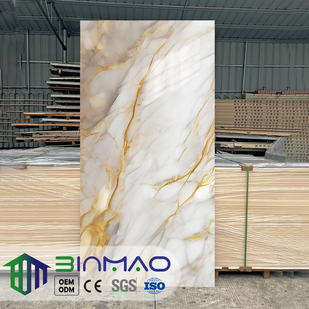 PVC Panel for Office Reception Area – Elegant Stone Texture, Waterproof & Fireproof