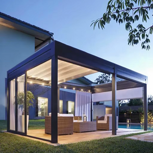 Modern Aluminum Pergola Gazebo with Sliding Roof System for Outdoor Patio