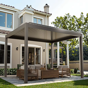Outdoor Aluminum Gazebo Pergola with Retractable Roof for Patio & Backyard