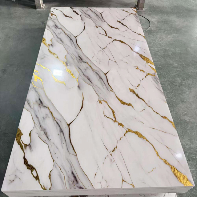 High-Gloss Waterproof SPC UV Marble Wall Panel for Interior Decoration