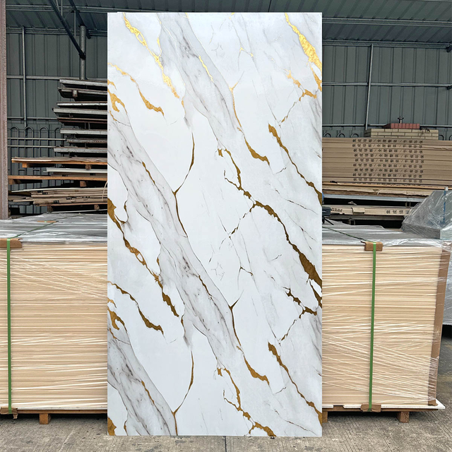 High-Gloss Waterproof SPC UV Marble Wall Panel for Interior Decoration